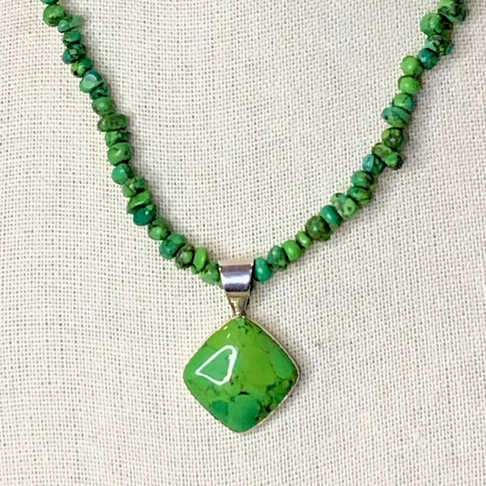 JAY KING DTR Sterling Silver Green Turquoise Necklace & Cabochon Pendant NWOT